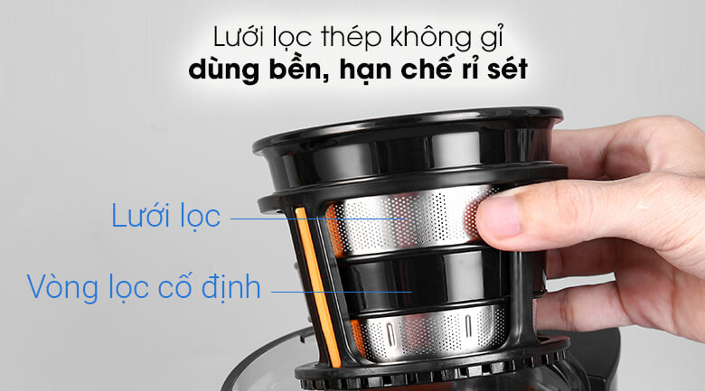 Máy ép chậm GS 133N lọc sạch cặn bã nhờ lưới lọc thép không gỉ