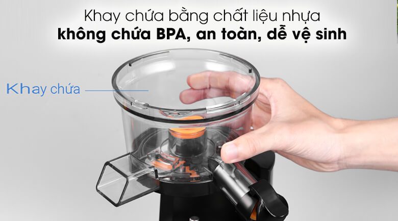 Máy ép chậm GS 133N có khay chứa bằng nhựa trong suốt