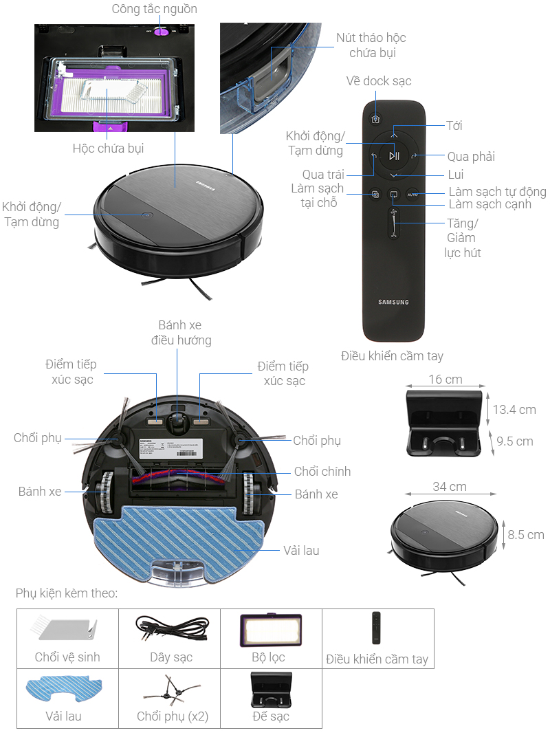 Robot hút bụi lau nhà Samsung 