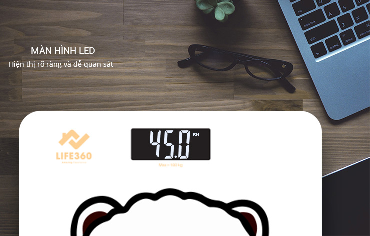 Cân sức khỏe điện tử Life360 AL S22B được trang bị 1 màn hình LED