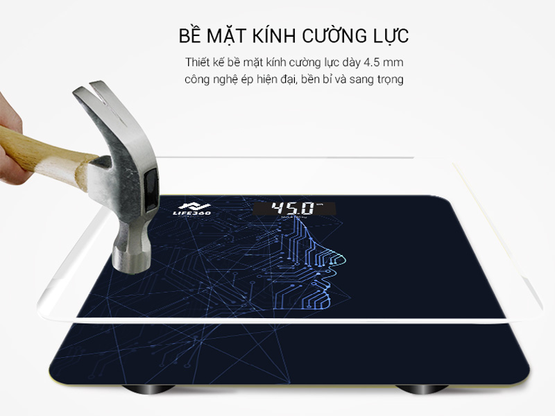 Bề mặt cân làm từ kính cường lực dày dặn