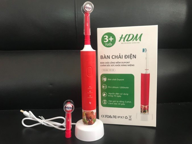 Bàn chải điện trẻ em HDM dạng xoay tròn