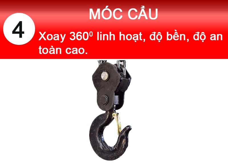 Móc cẩu trang bị khóa chốt an toàn