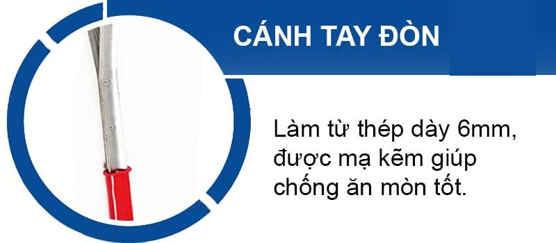 Cánh tay đòn của pa lăng cáp lắc tay 