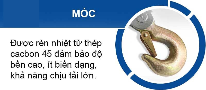 Móc cẩu của pa lăng cáp lắc tay 