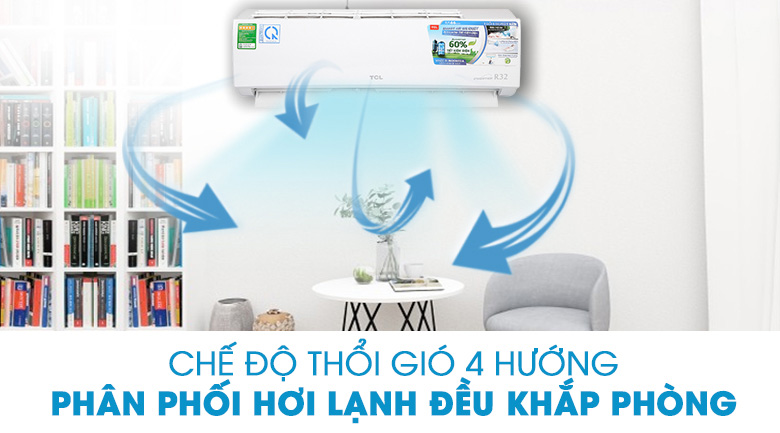 Công nghệ đảo gió 4 chiều tự động đem hơi lạnh khắp căn phòng