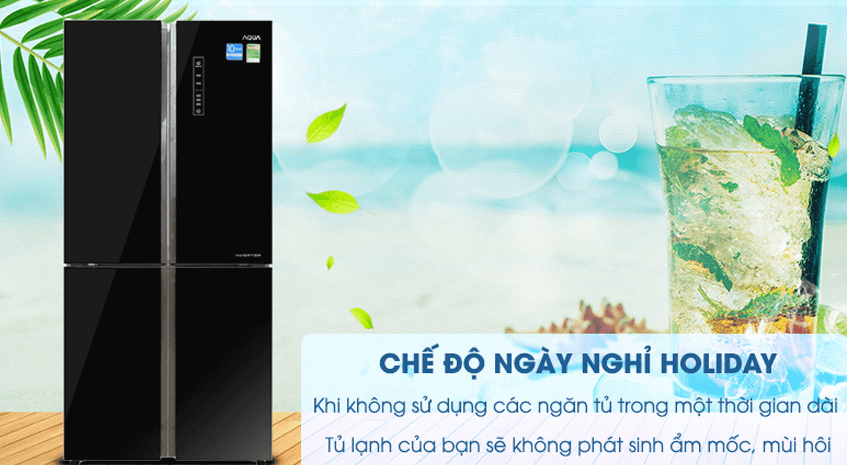 Tủ lạnh inverter Aqua AQR-IG525AM 456 lít có chế độ ngày nghỉ Holiday