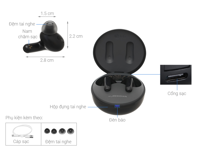 Cấu tạo và kích thước của tai nghe Bluetooth LG
