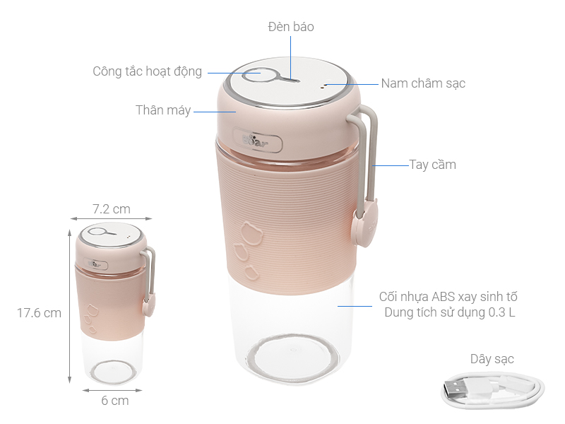 Cấu tạo của máy xay sinh tố Bear LLJ-B03C1