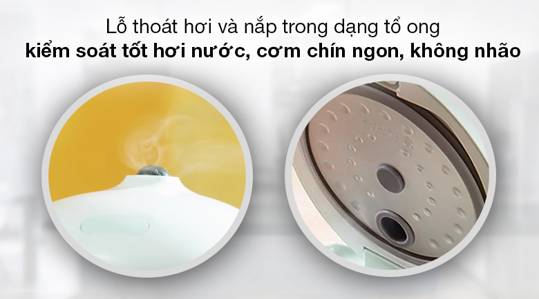 Nồi cơm điện tử Bear DFB-B12F1 có lỗ thoát hơi cho cơm không bị nhão