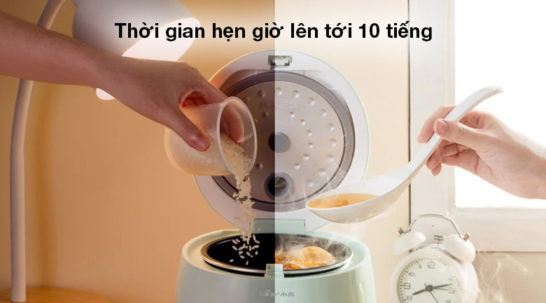 Bear DFB-B12F1 còn có chức năng hẹn giờ nấu với thời gian lên tới 10 tiếng