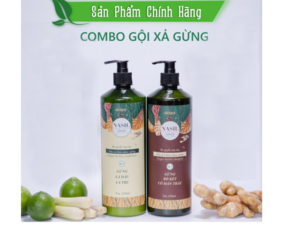 Combo dầu gội dầu xả thảo dược Nasil gừng