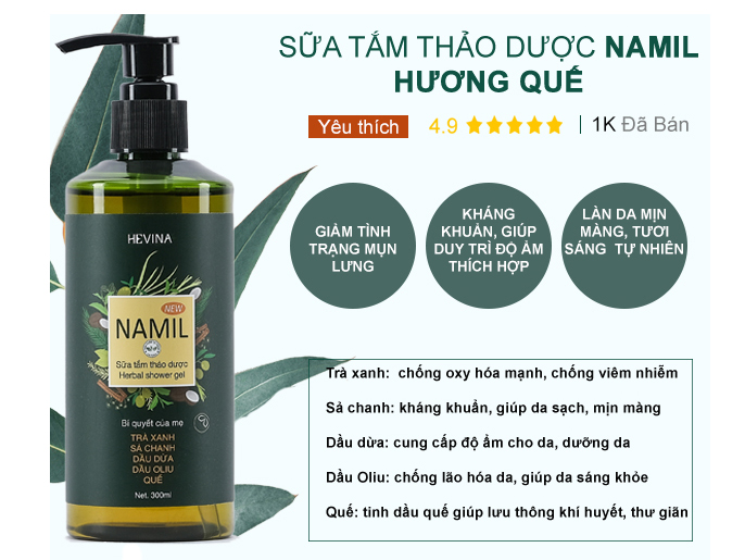 Công dụng của sữa tắm thảo dược Namil 