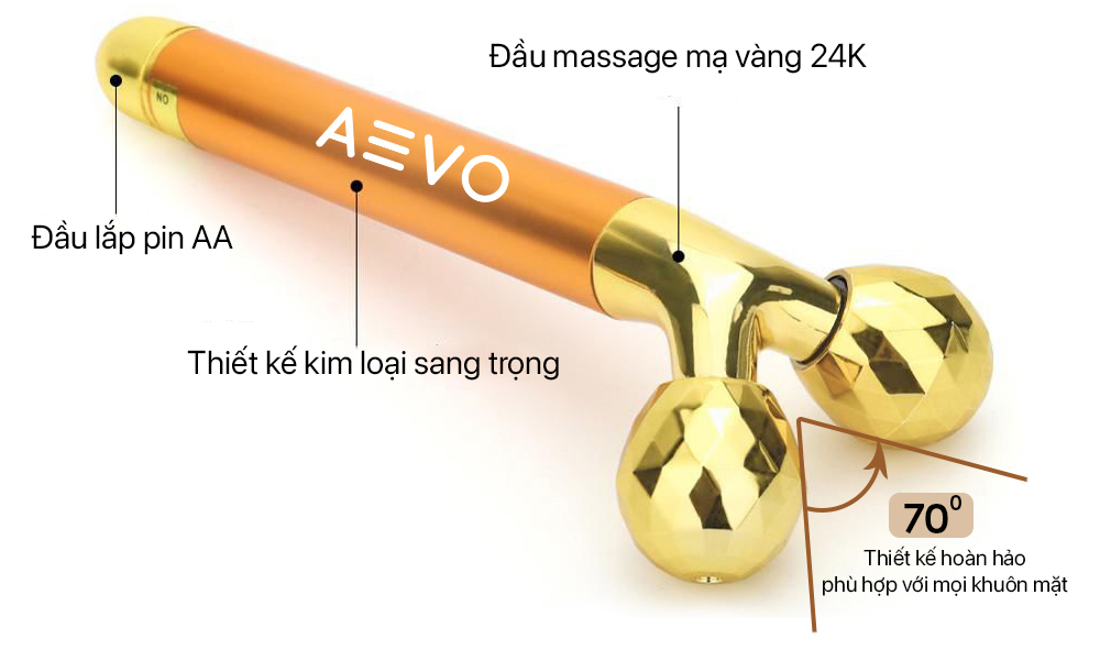 Thanh lăn massage kim cương AEVO Energy Beauty (AE68-071G)