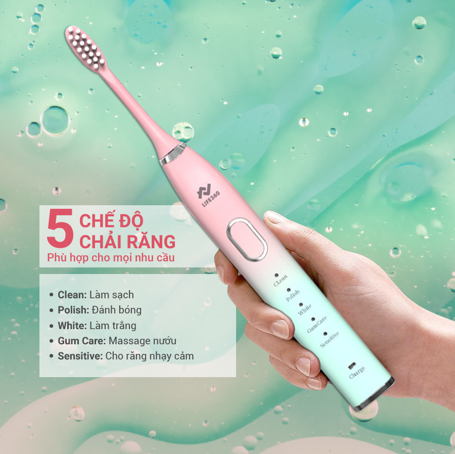 Bàn chải có 5 chế độ đánh răng cho bạn lựa chọn