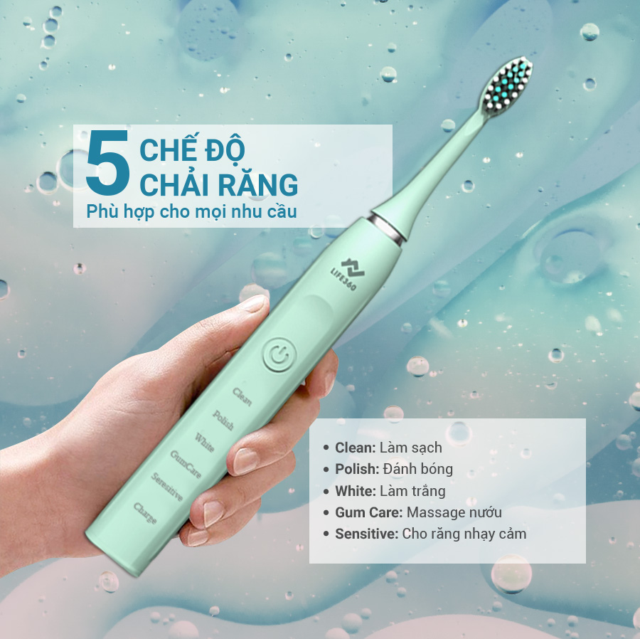 Bàn chải hiện có 5 chế độ đánh răng khác nhau