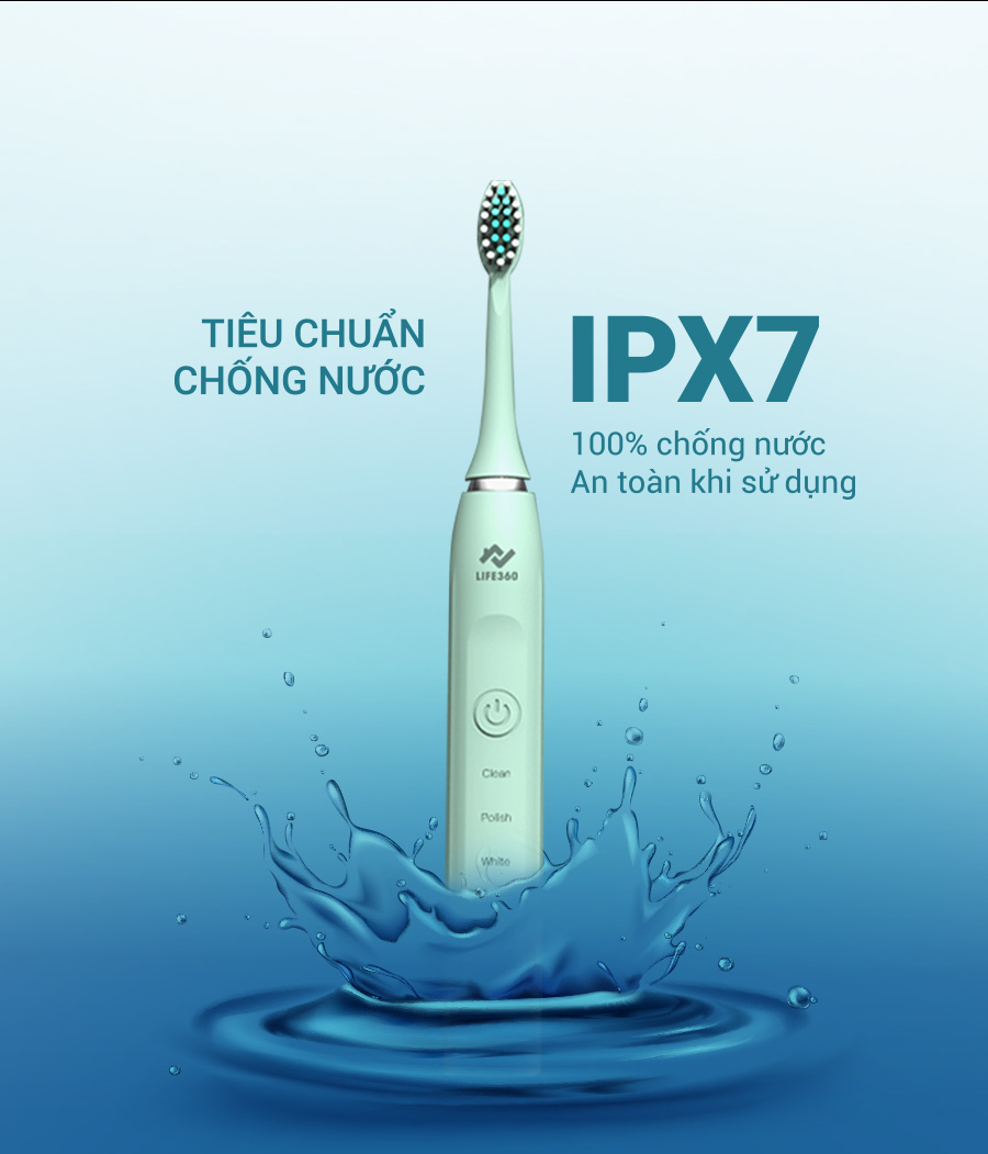 Thân bàn chải đáp ứng nhu cầu chống nước IPX7