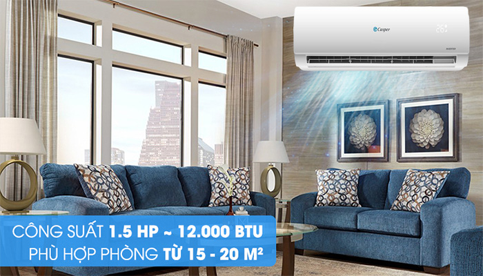Điều hòa Casper MC 12IS33 giúp làm mát cho phòng có diện tích dưới 20m2