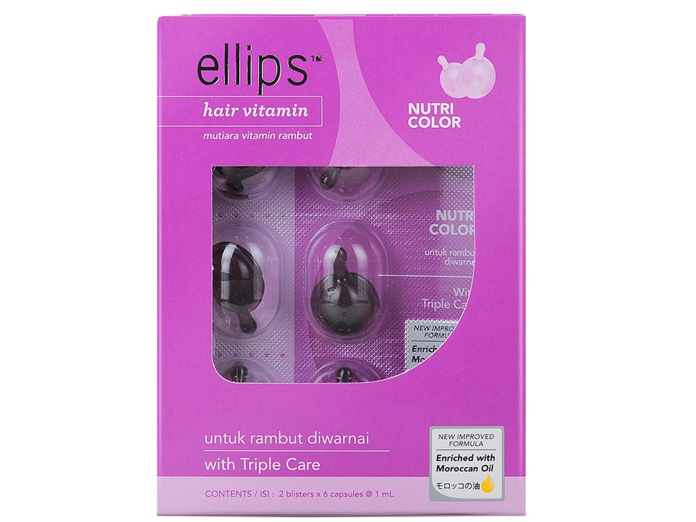 Serum dưỡng tóc Ellips dành cho tóc nhuộm Vitamin Moroccan Oil Nutri Color Blister