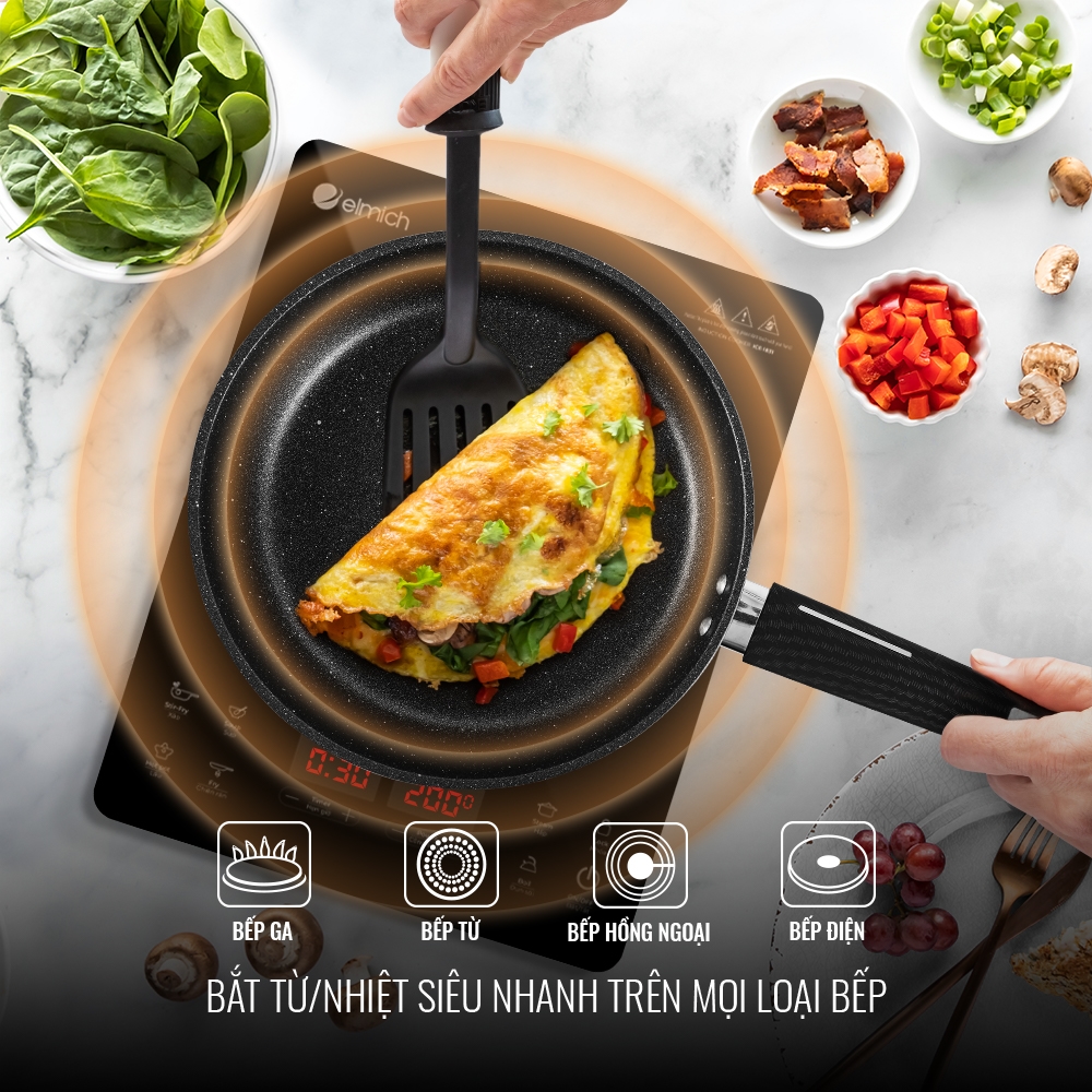 Chảo nhôm chống dính full induction Nero EL 3771 