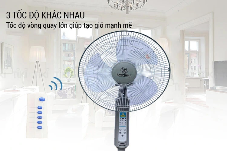 Quạt đứng Chefman CM - D408K hiện có 3 tốc độ gió  cho bạn tùy chỉnh