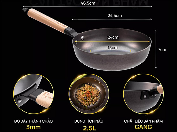 Cấu tạo của chảo gang La gourmet Nitrigan - 347695 (24cm)