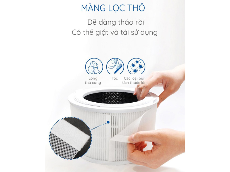 Màng lọc thô có khả năng tháo giặt tiện lợi