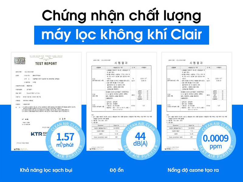 Giấy chứng nhận hiệu quả diệt vi khuẩn, lọc bụi