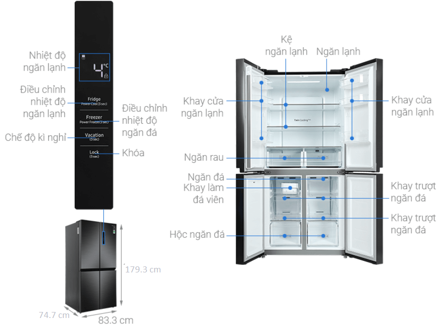 Cấu tạo tủ lạnh Samsung Inverter 488 lít RF48A4000B4/SV