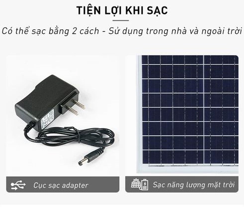 Sạc pin bằng năng lượng mặt trời hoặc củ sạc Adapter