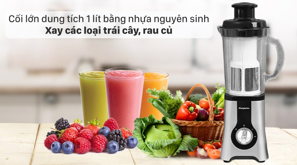 Cối của máy xay sinh tố đa năng Kangaroo KG2B3 làm từ nhựa nguyên sinh ít độc hại