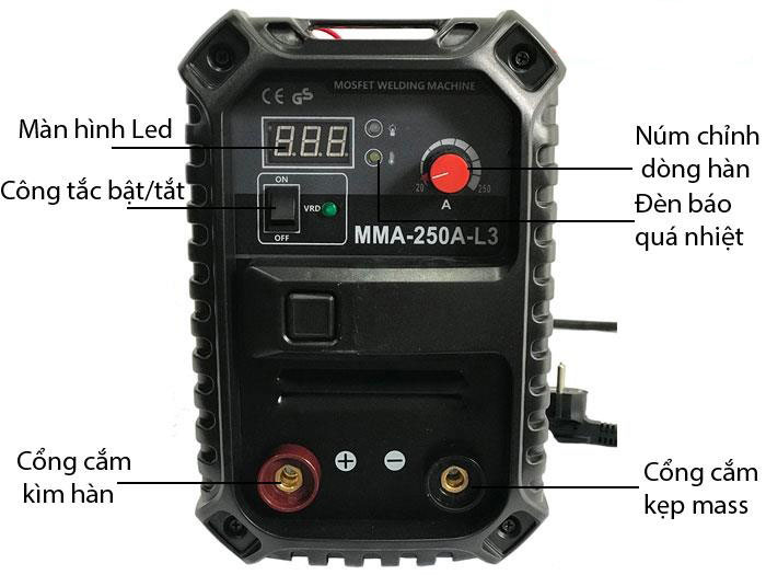 Mặt trước máy hàn VAC