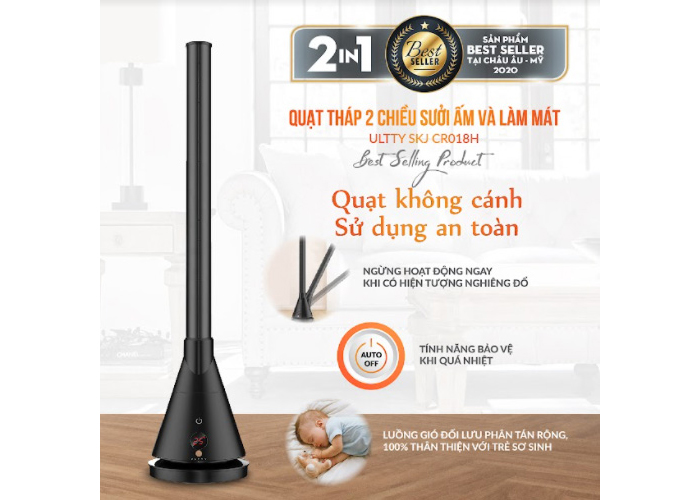 Quạt tháp 2 chiều sưởi ấm và làm mát Ultty SKJ-CR018H