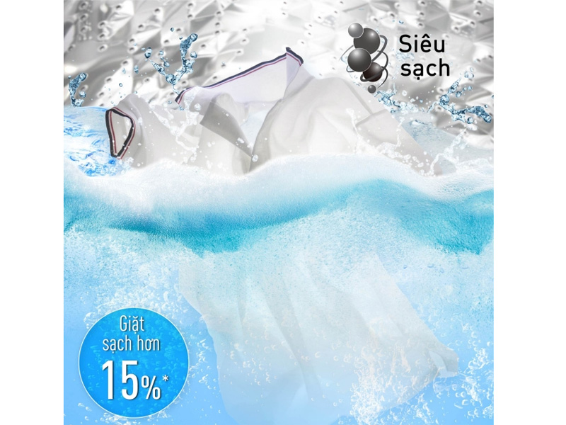 Máy giặt Panasonic NA-F10S10BRV có khả năng giặt sạch lên đến 15% so với các dòng máy giặt thông thường