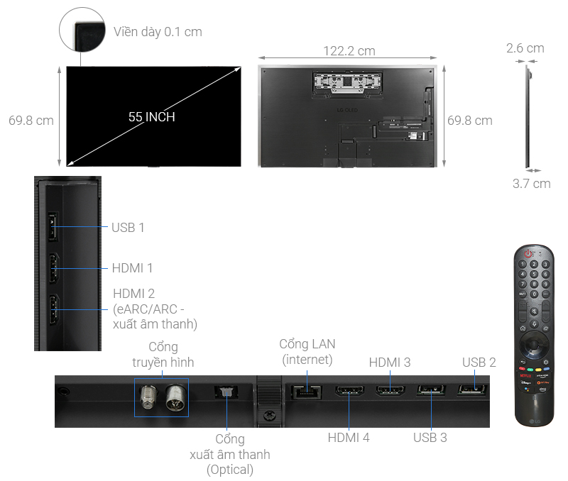 Smart Tivi OLED LG 4K 55 inch 55G2PSA