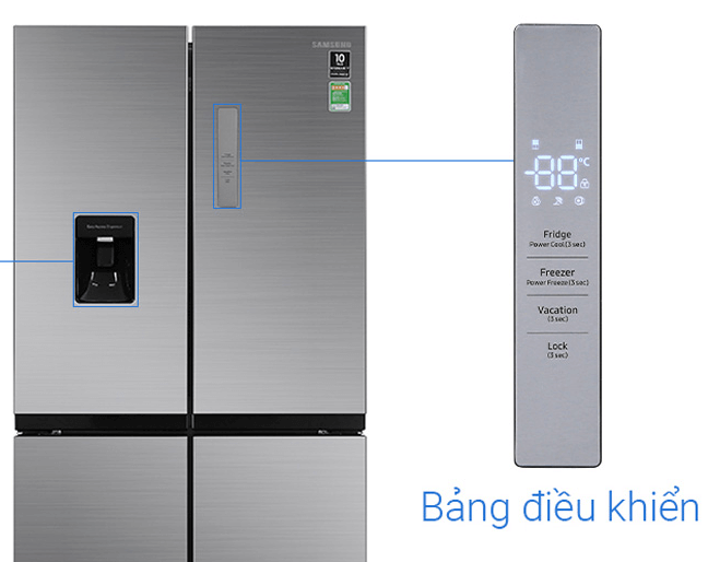 Tủ lạnh Samsung Inverter 488 lít RF48A4010M9 SV có bảng điều khiển bên ngoài tiện lợi