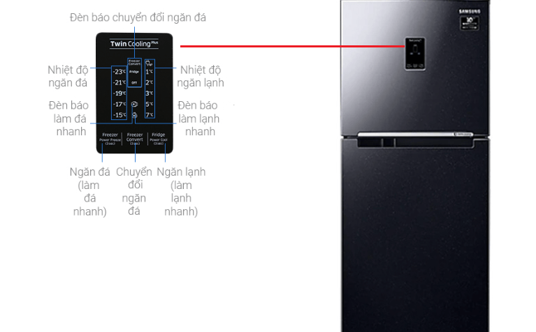 Tủ lạnh Samsung RT29K5532BU/SV có bảng điều khiển bên ngoài