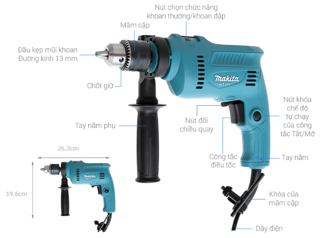 Cấu tạo của máy khoan Makita M0801B