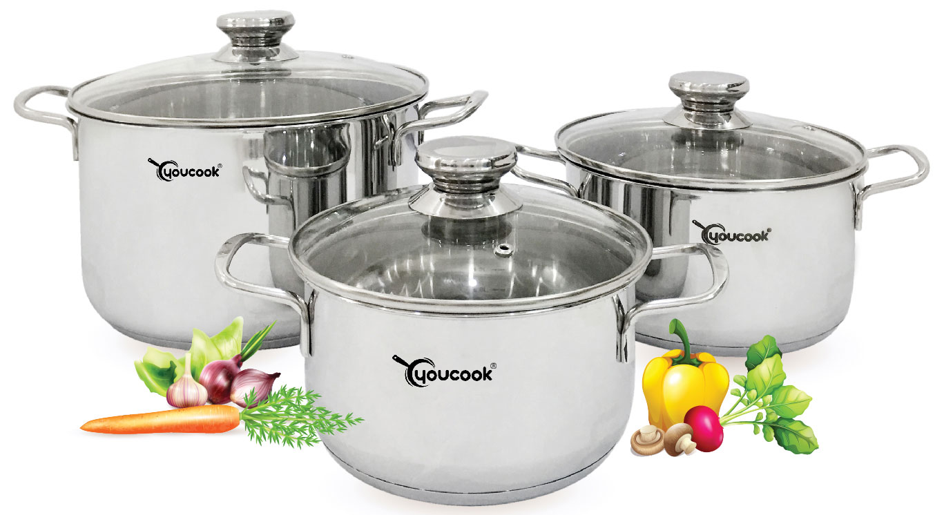 Bộ nồi inox 3 đáy Youcook YCS-3PR