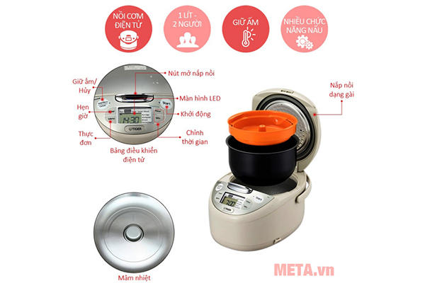 Nồi cơm điện tử Tiger JAX-S10W - 1 lít