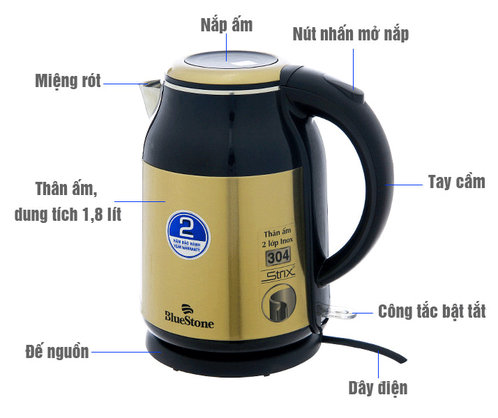 Cấu tạo của ấm siêu tốc
