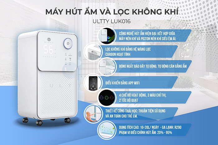 Chức năng của máy hút ẩm và lọc không khí Ultty LUK016