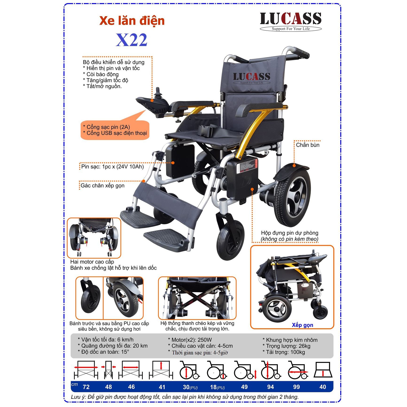 Xe lăn điện Lucass X22