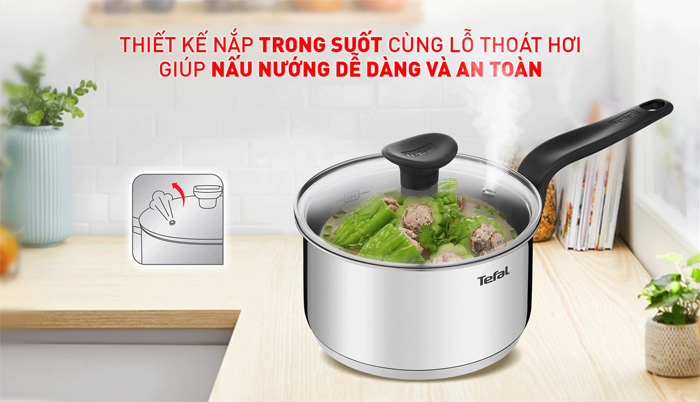 Nắp nồi trong suốt có lỗ thông hơi chống tràn