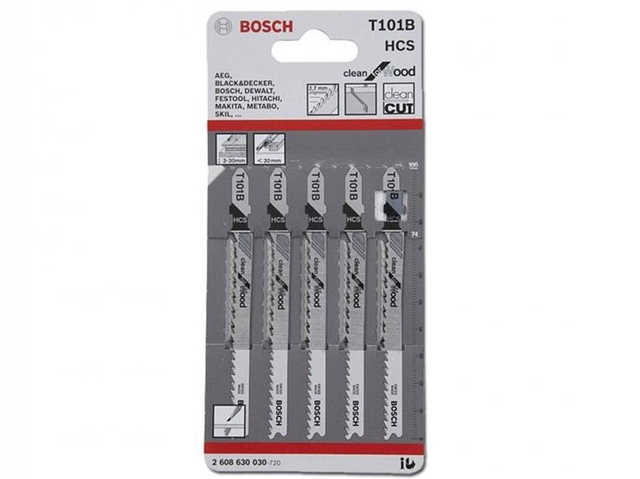 Bộ 5 lưỡi cưa lọng Bosch cho gỗ T 101 B - 2608630030