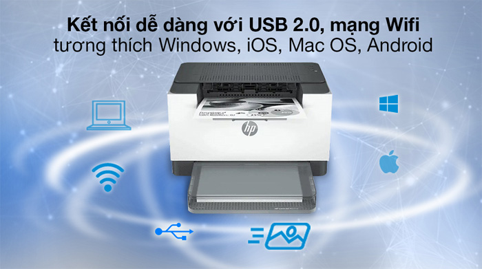 Máy in đen trắng M211dw của HP là khả năng kết nối đa dạng