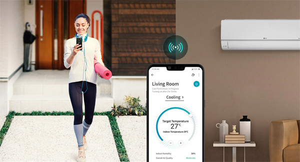 điều hòa 1 chiều LG V18API1kết nối với điện thoại thông minh