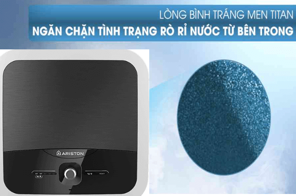 Máy nước nóng Ariston AN2 15 LUX 2.5 FE có ruột bình tráng men Titan độ bền cao, chống rò rỉ