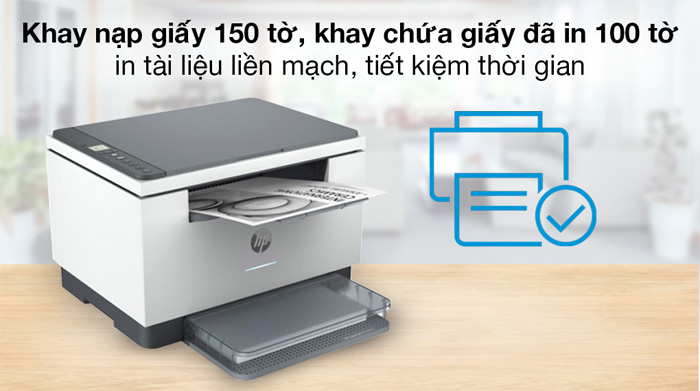 Máy in M236DW của HP được trang bị một ngăn chứa giấy lớn