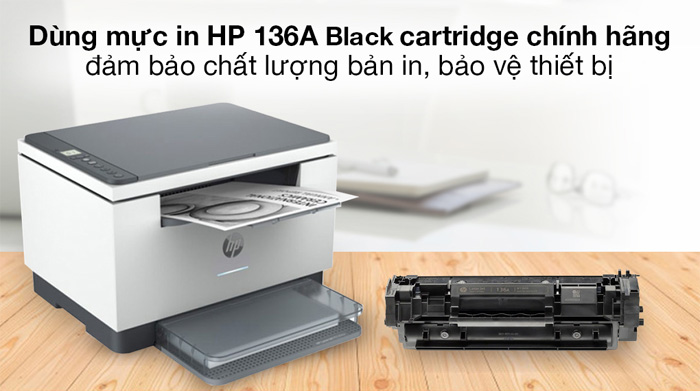 Máy in HP Laserjet MFP M236DW sử dụng hộp mực 136A Back Cartridge do HP sản xuất